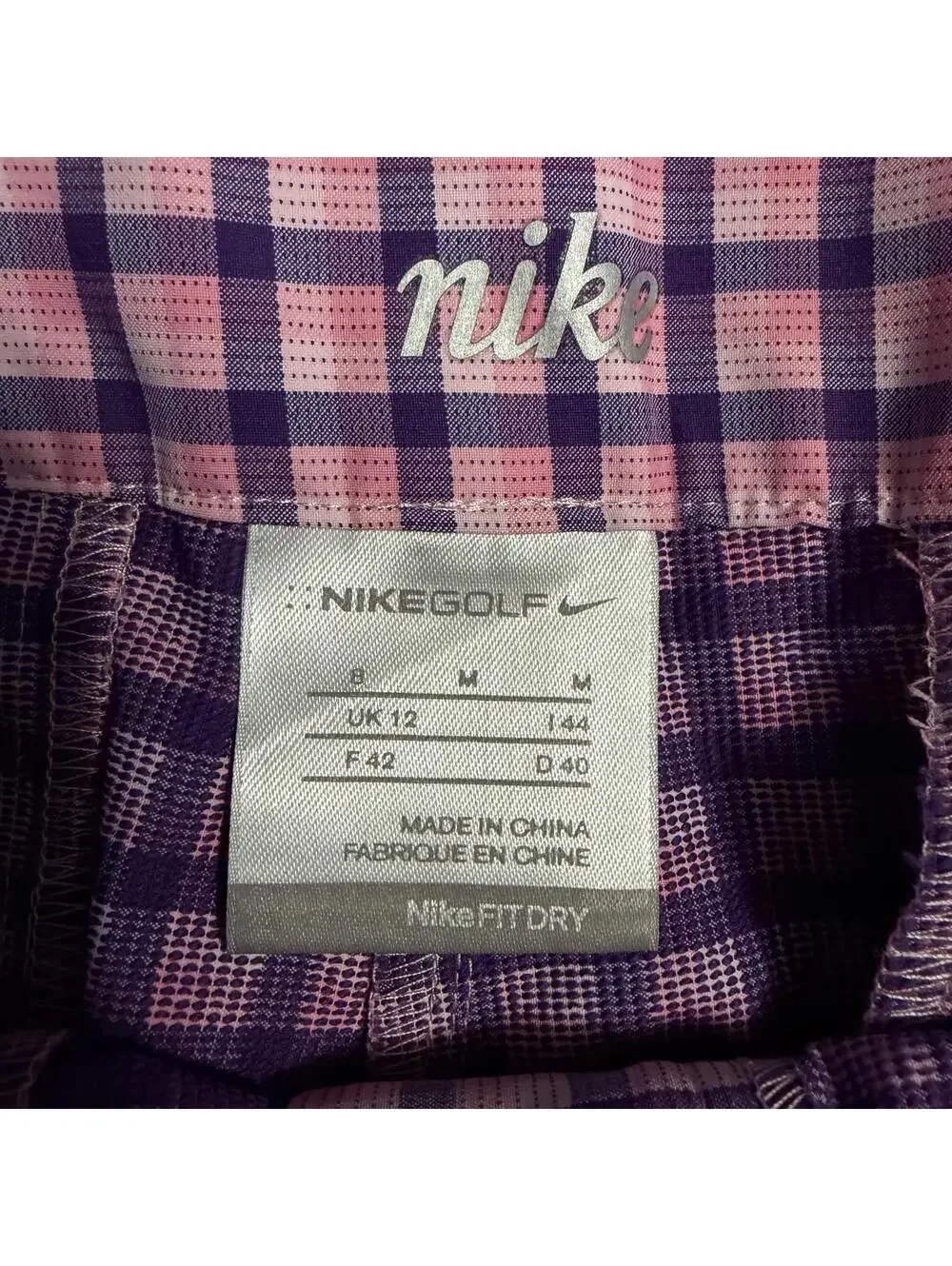 Nike Golf Pink and Purple Fit Dry Checkered Shorts Size 8